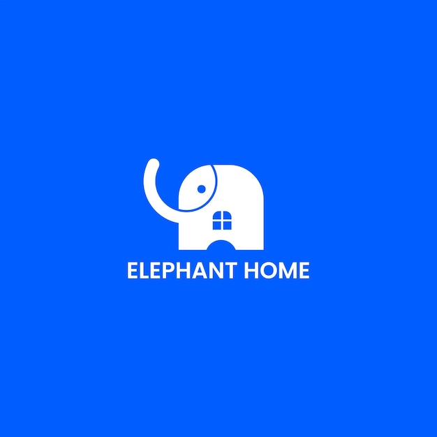 Een blauw logo met een olifantenhuis erop