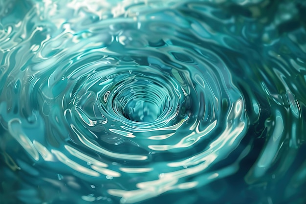 een blauw water met een spiraal erin