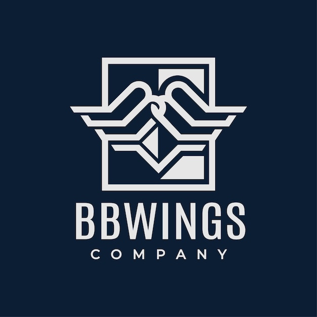 Een blauw-wit logo voor bb wingeds company.