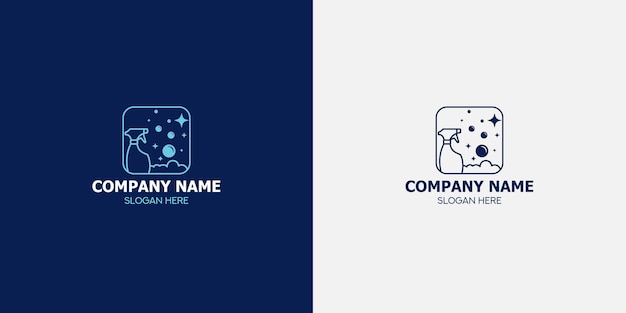 Een blauw-wit logo voor een bedrijf met de naam bedrijfsnaam.
