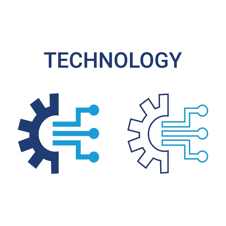 Vector een blauw-wit logo voor technologie en technologie