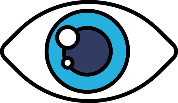 Een blauw-wit oog met een zwarte punt in het midden