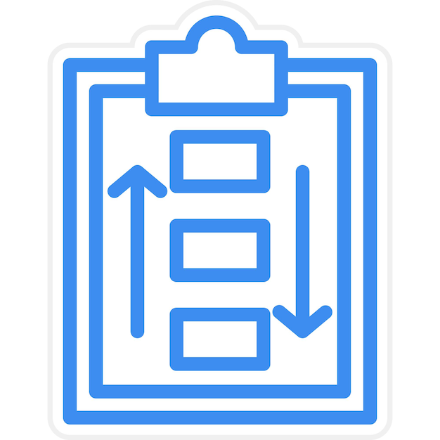 een blauw-wit papier met een diagram van een papier met de woorden test erop