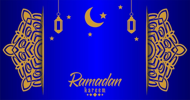 Een blauwe achtergrond met een blauwe achtergrond met de woorden ramadan kareem.