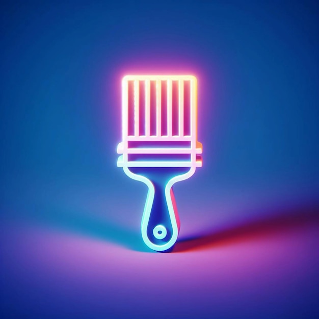 een blauwe achtergrond met een neon tandenborstel erop