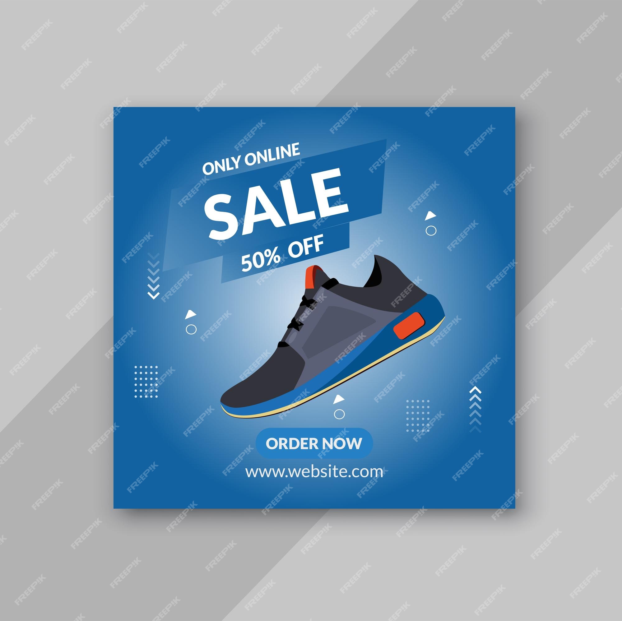 sturen Thriller Gehoorzaamheid Een blauwe advertentie voor een schoenenverkoop sociale media | Premium  Vector