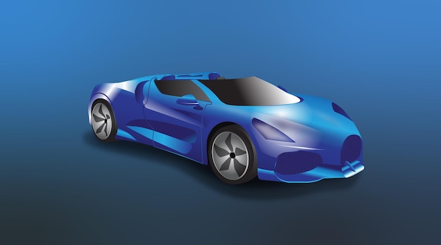 Vector een blauwe auto met een blauwe carrosserie en een zwarte carrosserie.