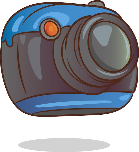 Vector een blauwe camera met een rood licht staat op een witte achtergrond.