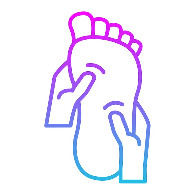 Vector een blauwe en roze afbeelding van een voet met het woord voet erop