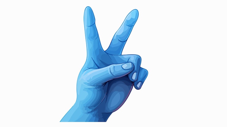 Vector een blauwe hand met het woord vrede erop.