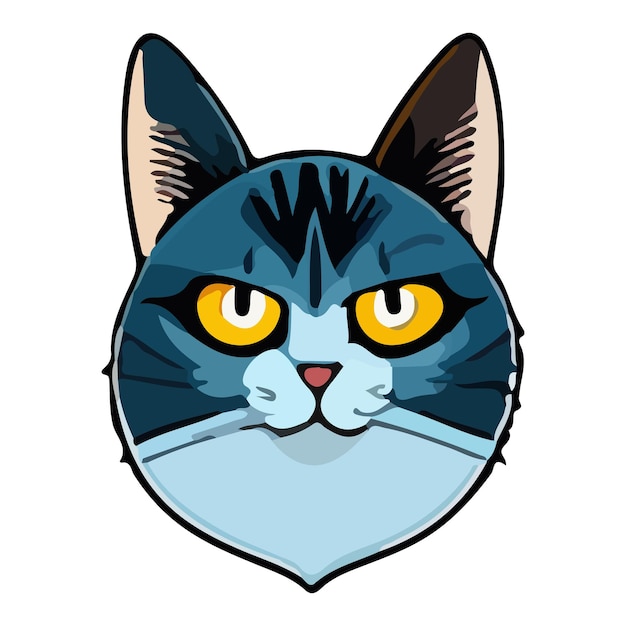 Een blauwe kat met gele ogen Cartoon kat karakter Kitten vector ras