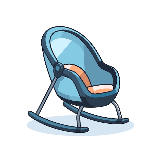Een blauwe schommelstoel met een oranje stoel