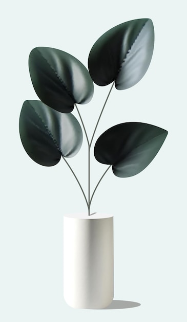 Een bloem een plant met bladeren in een pot 3d vector icoon minimalistische stijl