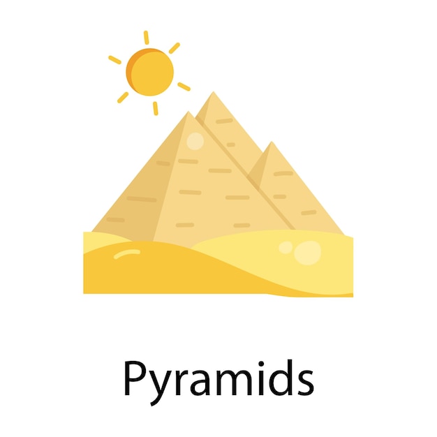 Een boeiend plat pictogramontwerp van piramides