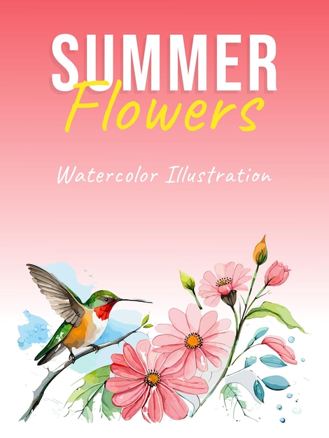 Een boekomslag voor zomerbloemen aquarel illustratie