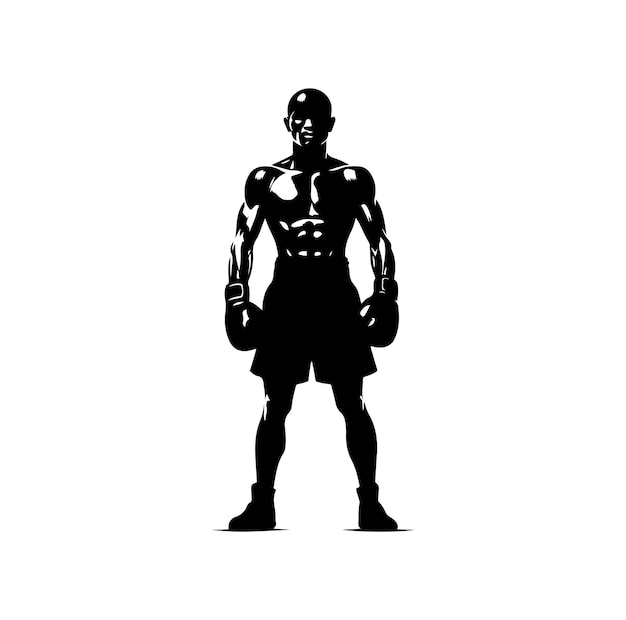 Een bokser staat met een pose vector silhouet