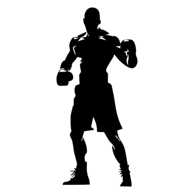 Een bokser staat met pose vector silhouet