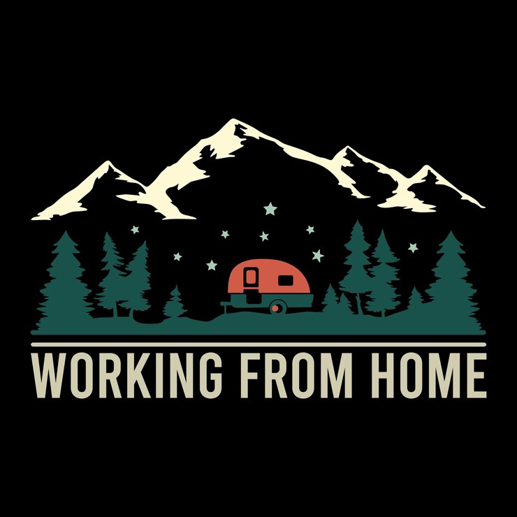 Vector een bord dat zegt dat je thuis werkt t shirt design