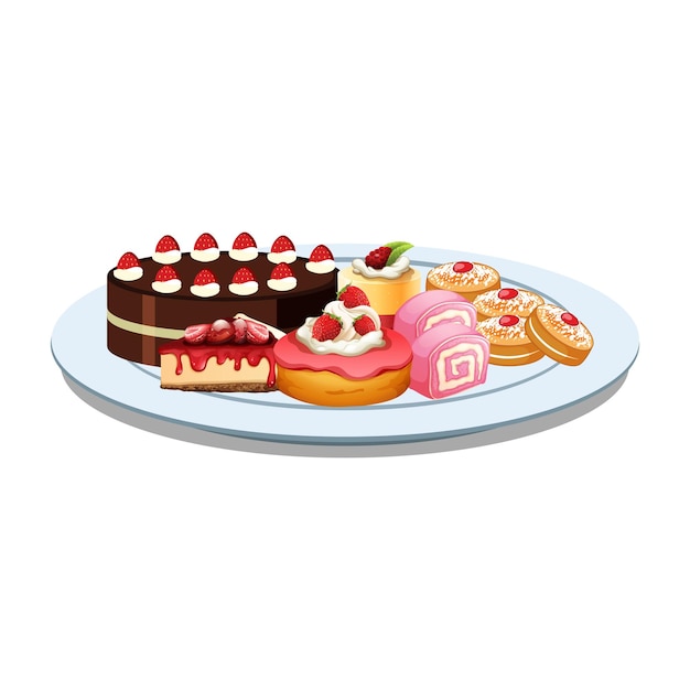 een bord desserts met een peperkoekhuis en een doos snoep