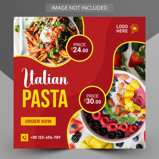 Vector een bord met italiaanse pasta erop.