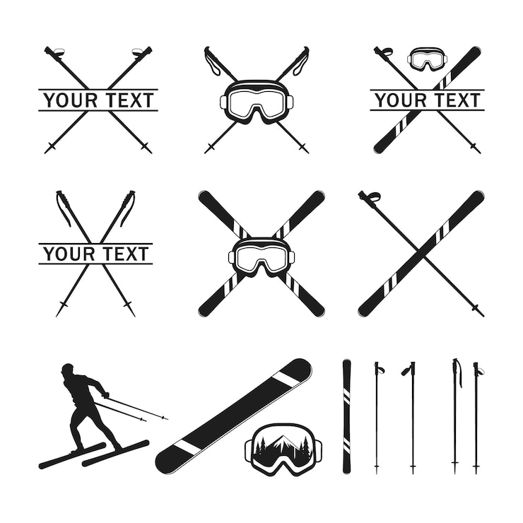 Vector een bord met je ski en je tekst.