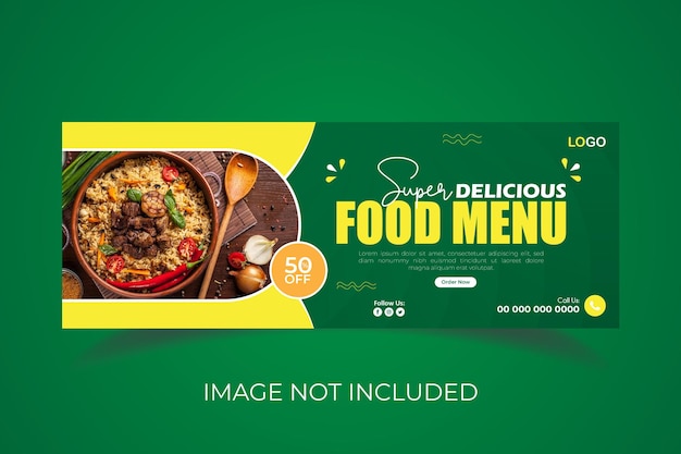 een bordje voor voedsel en een menu met de tekst "voedselmenu"
