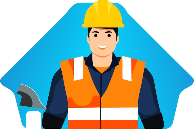 een bouwvakker met een veiligheidsvest vector illustratie