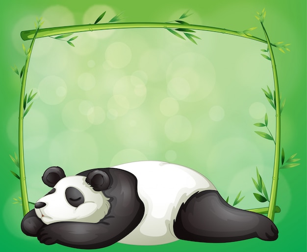 Een briefpapier met een bamboeframe en een panda