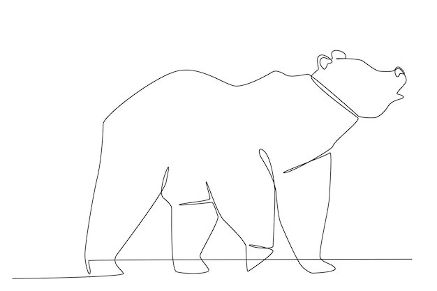 Een brullende beer illustratie voor world wildlife day one line art