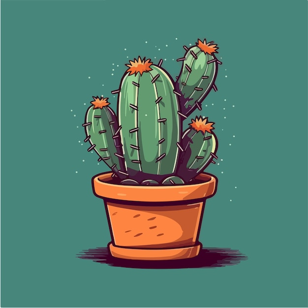 Een cactus in een pot met oranje vlekken erop.