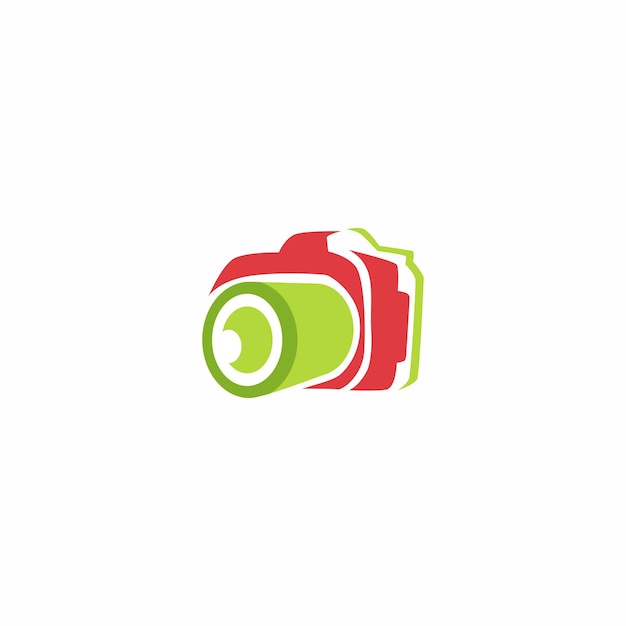 Een camera-logo met een groen en rood logo