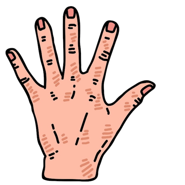 Vector een cartoon hand met vingers en vingers gekruist met een vinger erop