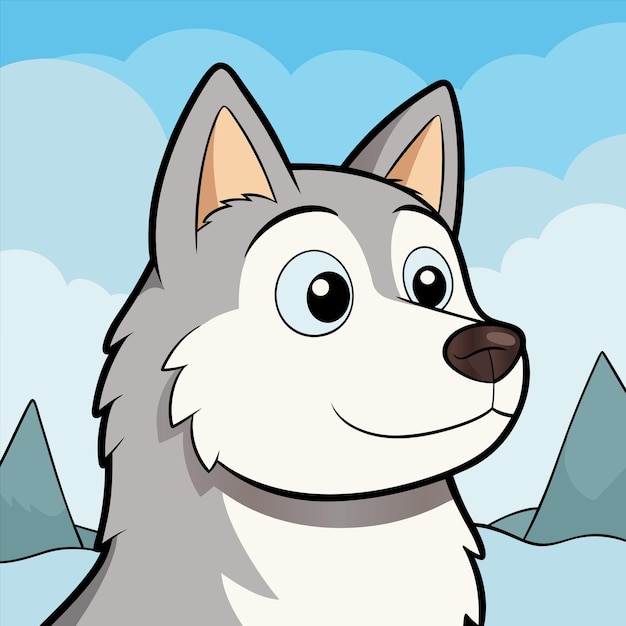 een cartoon hond met een berg op de achtergrond