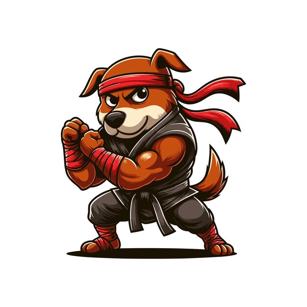 een cartoon hond met een zwaard en een wolf op zijn borst