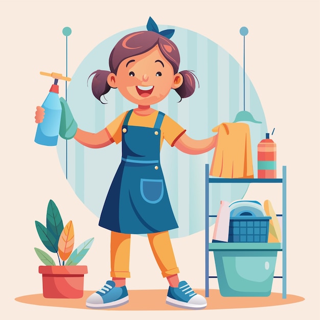 een cartoon illustratie van een meisje met een fles water