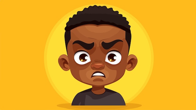 een cartoon man met een zwart shirt op zijn gezicht