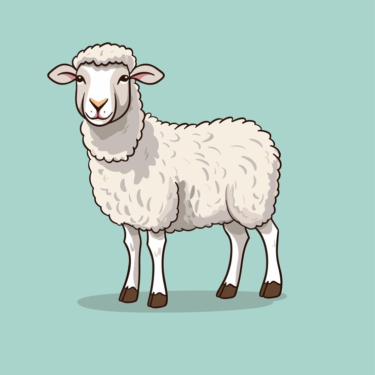 Vector een cartoon schattige baby ram boerderij dieren karakter vectorillustratie