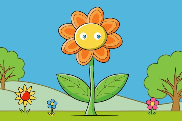 Vector een cartoon tekening van een bloem met de woorden zon erop