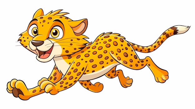 een cartoon tekening van een cheetah die met een witte achtergrond loopt