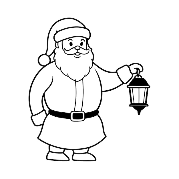 een cartoon tekening van een kerstman met een lantaarn
