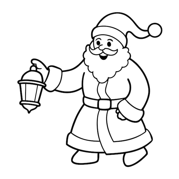 een cartoon tekening van een kerstman met een lantaarn