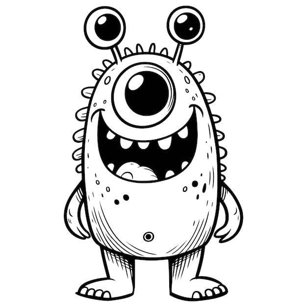 een cartoon tekening van een monster met grote ogen en grote ogen