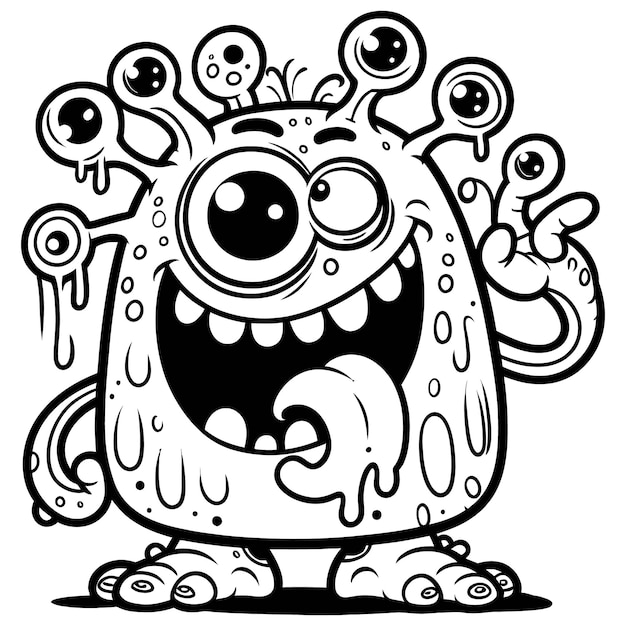 een cartoon tekening van een monster met ogen en ogen