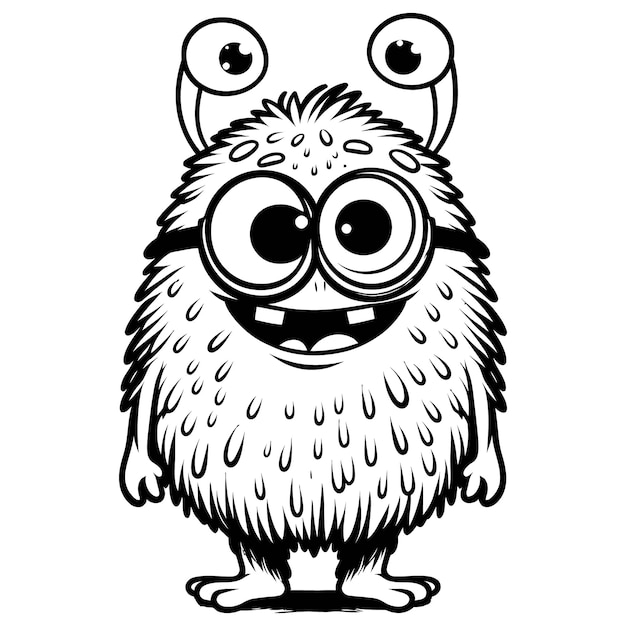 een cartoon tekening van een monster met ogen en ogen