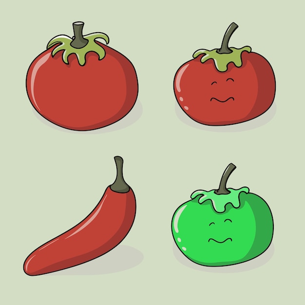 een cartoon tekening van een tomaat met een gezicht erop