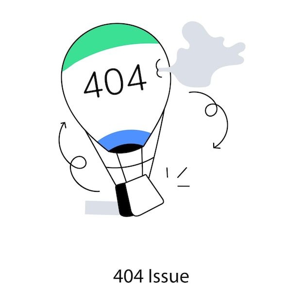 Vector een cartoon van een ballon met 404 erop