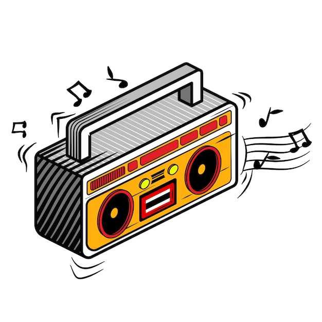 Een cartoon van een boombox waarop 'crt' staat