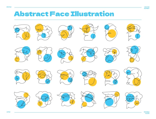 Een cartoon van een gezicht met de illustratie van het woorden abstracte gezicht.