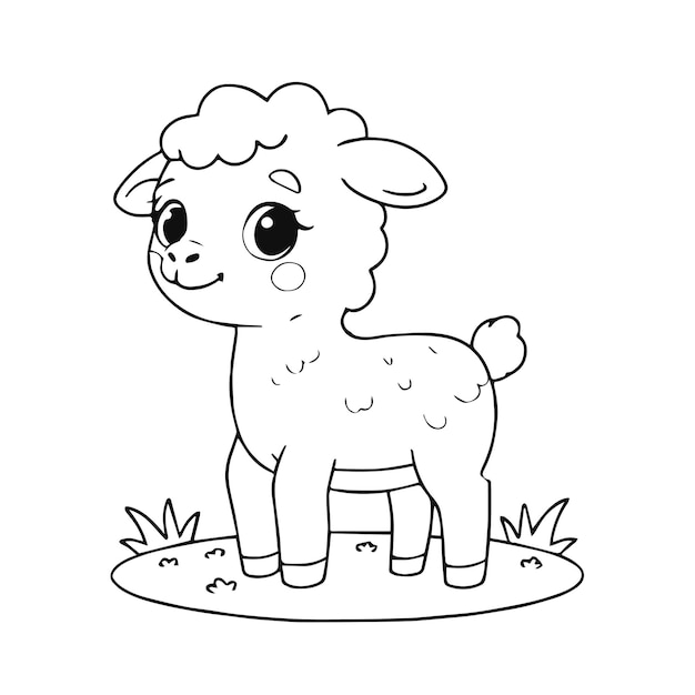een cartoon van een klein schaap met een cartoon gezicht