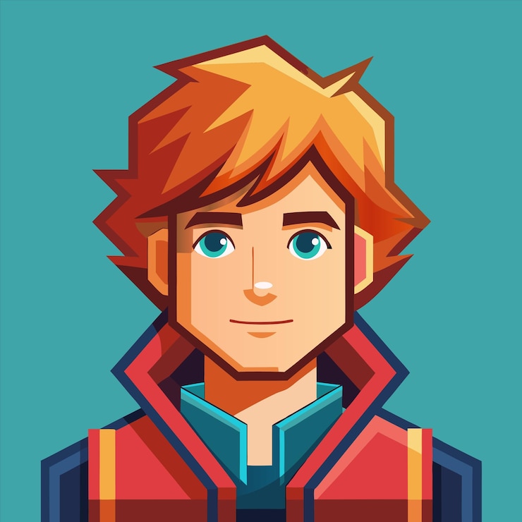 Vector een cartoon van een man met een rode en blauwe jas